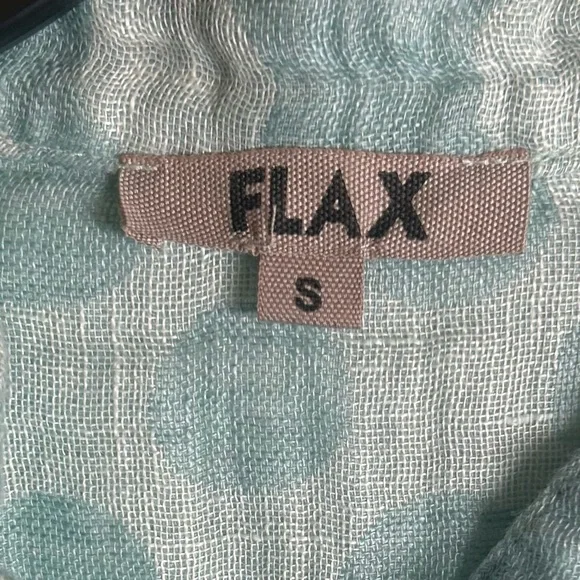 FLAX  Women’s Light Blue Polka Dot Linen Spartan Pullover Boxy Top Blouse Sz S - Picture 13 of 16